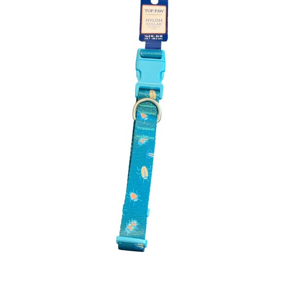 Top Paw Nylon Dog Pet Collar Blue Teal Bugs Size Large NWT D Ring Adjustable - Picture 1 of 4